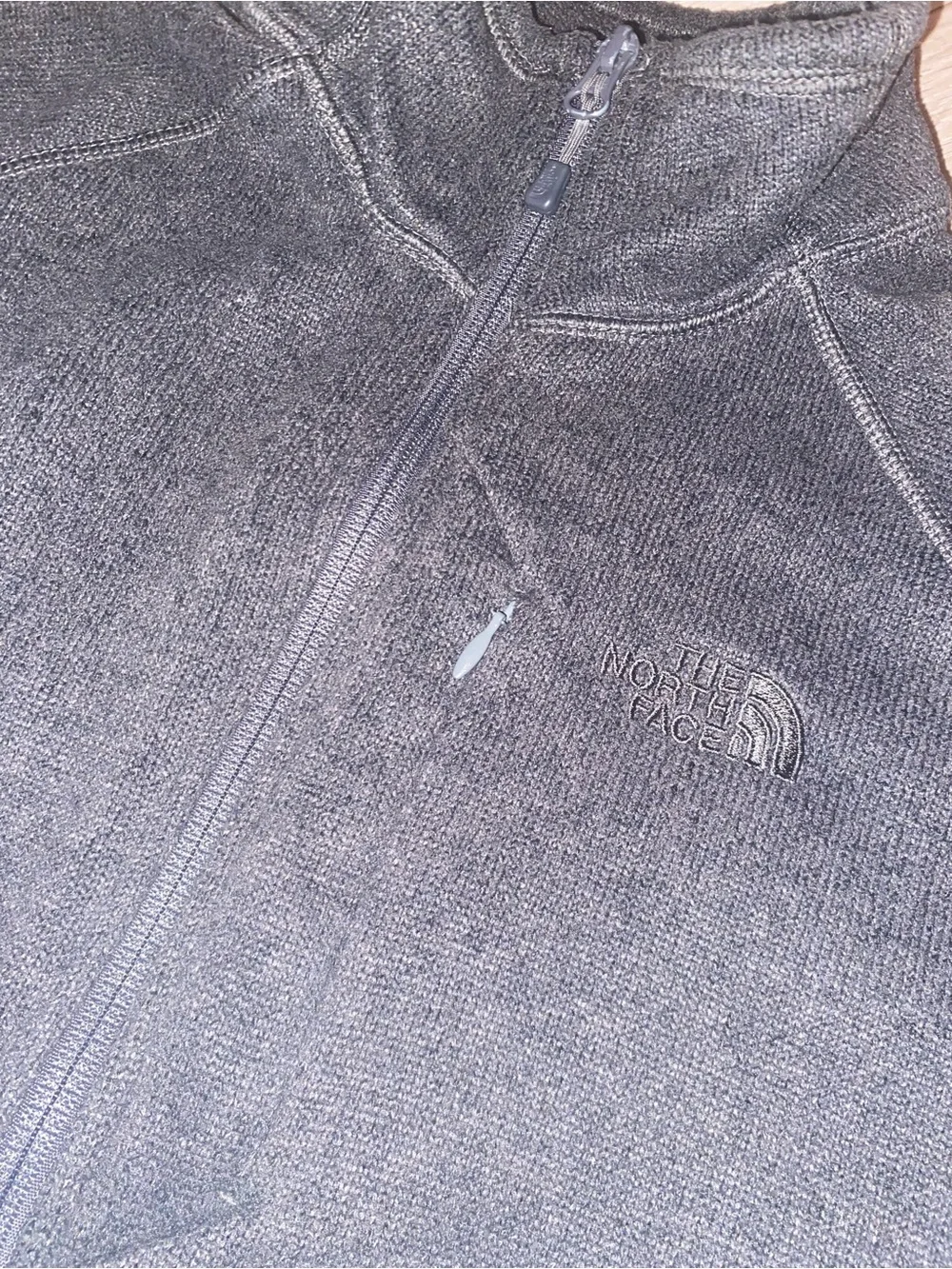 The North Face Men's Dark Gray Full Zip Fleece Jacket M Logo Zipper Casual